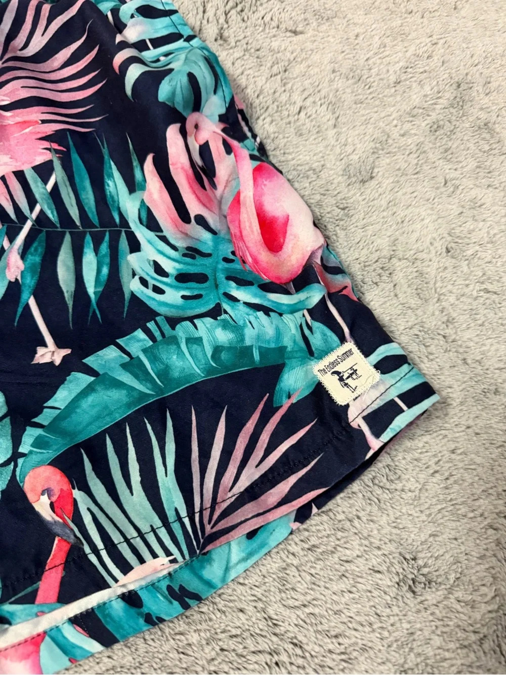 The endless summer size medium Men's Tropical Flamingo Swim Shorts - Pink & Teal